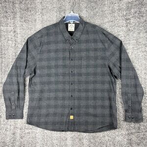 Customized Version Dubinik Mens 2XL Plaid Flannel Button Down Shirt Grey Cotton